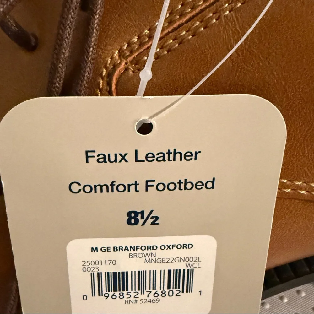 George Shoes Men’s‎ Size 8.5 Classic Brown Faux Leather Oxfords Comfort New